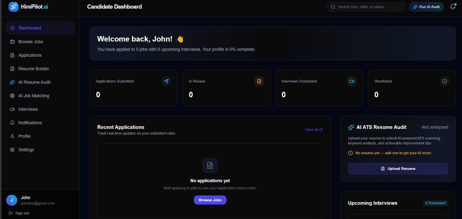 HirePilot AI - Aditya Project Interface