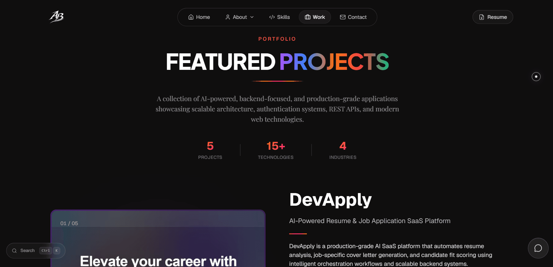 Portfolio Website - Aditya Project Interface