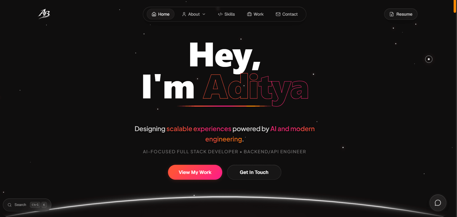 Portfolio Website - Aditya Project Screenshot